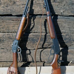 Custom leather sling attached to Marlin lever-action rifle