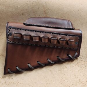 Henry stock cover, brown leather, black hardware, 1" cheek riser, .44 loops