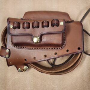 Henry NO Drill Combo, brown leather, brass hardware, 1" riser, pocket with loops for .357, .30-30, 350 Legend, 360 Buckhammer